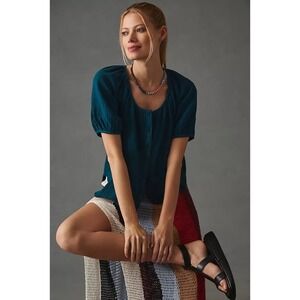 Anthropologie Pilcro Puff-Sleeve Gauze Blouse Womens Size XL